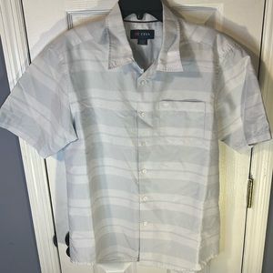 NWOT Cova striped button down shirt light gray medium tencel/polyester
